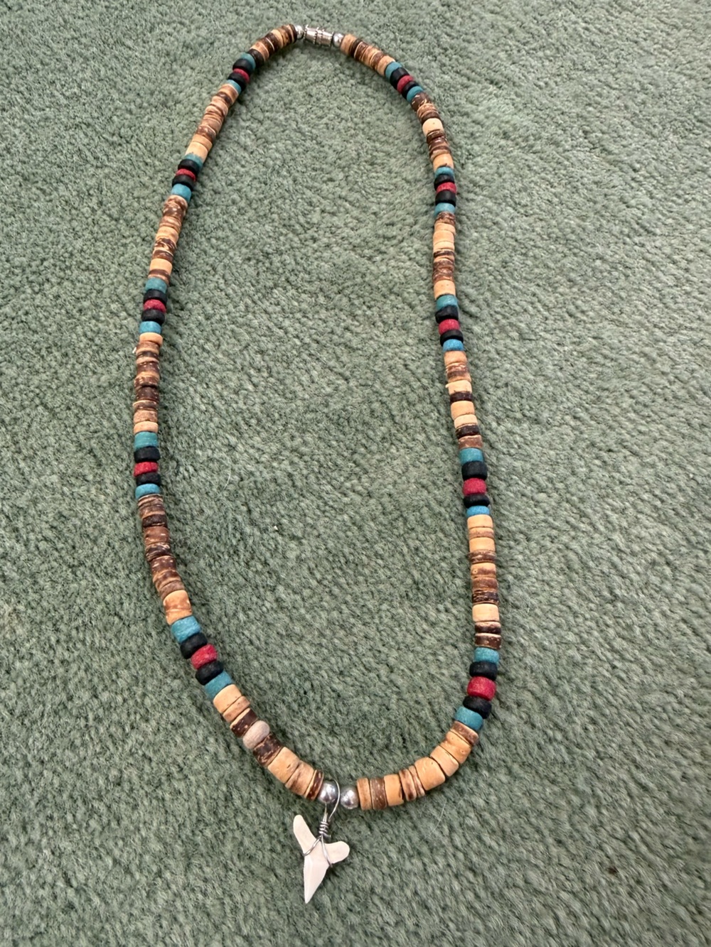 Bohemian Multicolor Beaded Necklace - Natural & Teal Accents